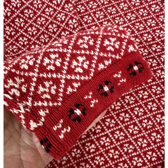 Liz Claiborne Red & White Crewneck Sweater Fair Isle Cotton Holiday Sz Med - Picture 8 of 12